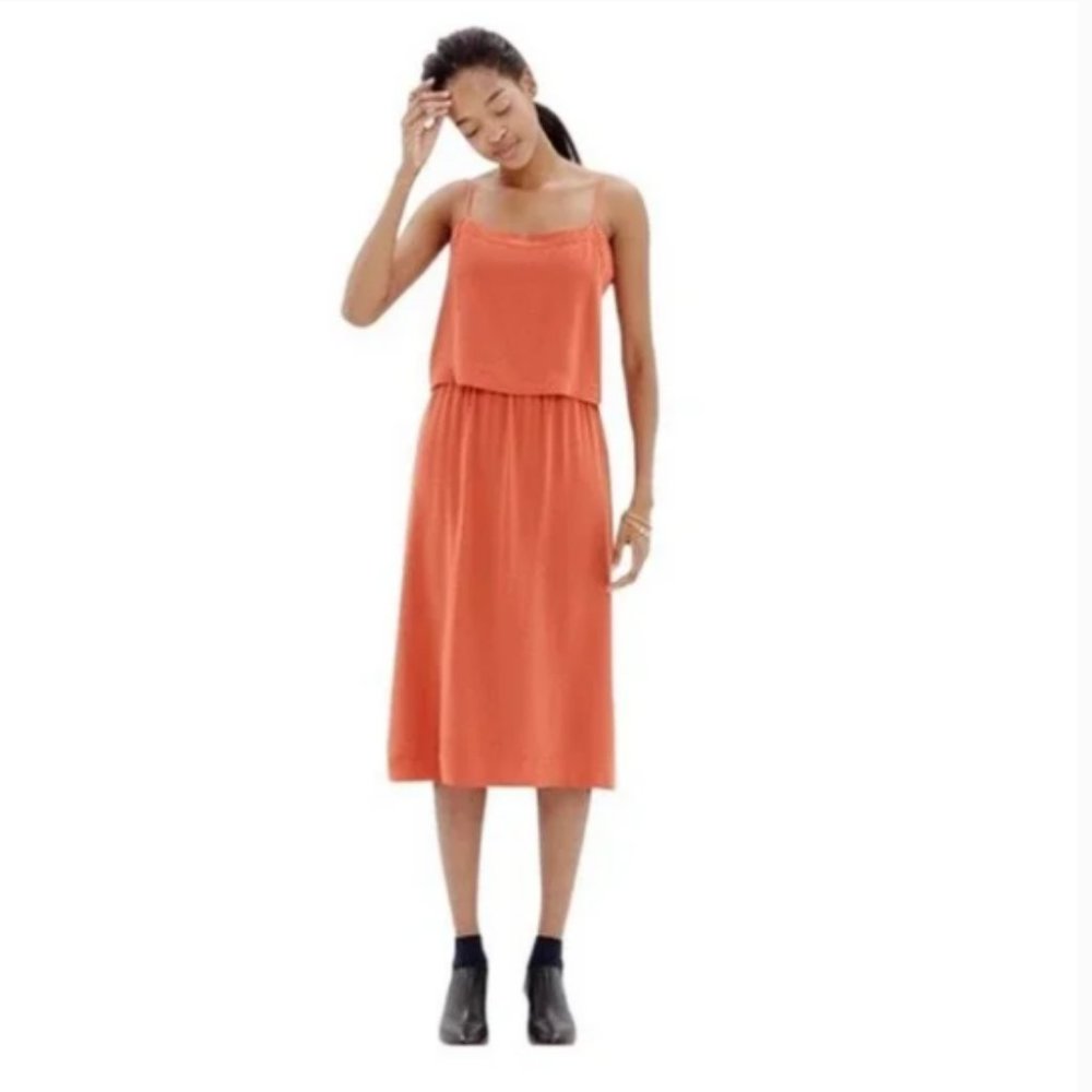 Madewell Silk Overlay Tiered Cami Midi Tank Dress - Size 12 - Picture 2 of 8